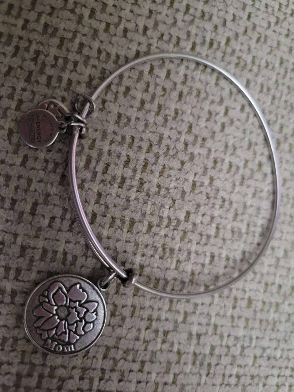 Alex and Ani Silver Floral 'Mom' Charm Bangle